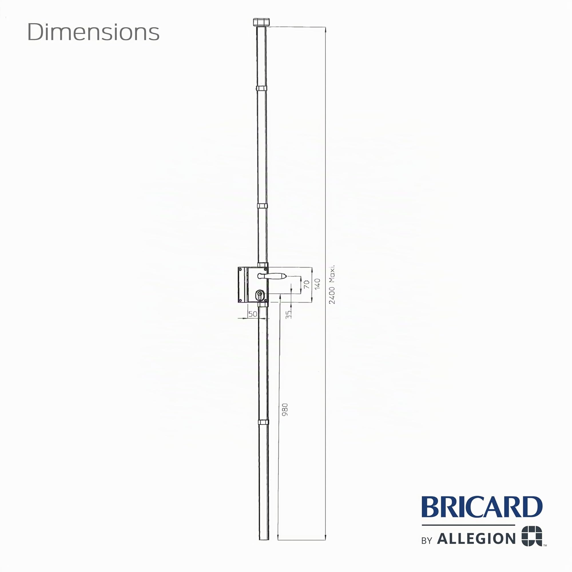 BRICARD Serrure en applique multipoints Astral 74721C, débrayable, blanc, sens droit, fournie avec 5 clés