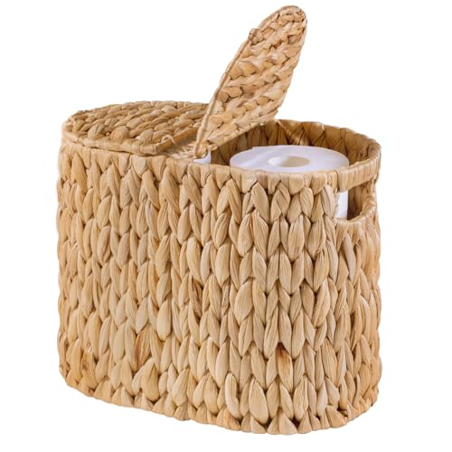 ELONG-HOME-Toilet-Paper-Basket-with-Lid-Water-Hyacinth-Wicker-Toilet-Paper-Storage-Holder-for-4-Rolls-Toilet-Paper-Storage-for-Bathroom ELONG HOME Toilet Paper Basket with Lid, Water Hyacinth Wicker Toilet Paper Storage Holder for 4 Rolls, Toilet Paper Storage for Bathroom - Image 1