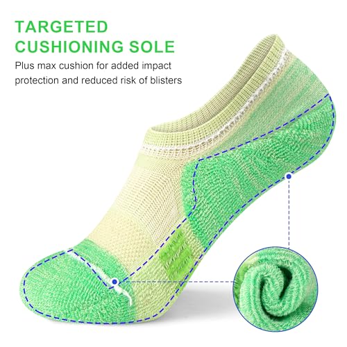Image of Amutost Womens No Show Socks Anti-Slip Cushioned Breathable 5-10Pairs | Silicone heel grips, Arch compression band, Elastic cuffs, Moisture wicking, Size 6-8 /7-9 /9-11, Reduces blisters