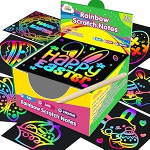 ZMLM Rainbow Scratch Paper Art Mini Notes – Easter Basket Stuffers for Kids, Teens Gifts Ages 4-8 Bulk Craft Supplies for Girls Boys Birthday Classroom Party Games Toy Stocking Stuffers