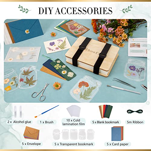 Aboofx Flower Press Kit, Large Wooden Flower Pressing Kit for Adults Kids, 6 Layers 6.3 x 8.3 Inch Flower Press Leaf Pressing Kit to Making Dried Plants, DIY Flower Preservation Kit Crafts