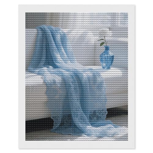 Kit peinture diamant 5D dentelle bleue pour débutant surmonter le stress par le DIY