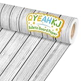 Qyeahkj Wood Grain Bulletin Board Paper Roll Rustic Bulletin Board Background Paper Gray Fade Resistant Classroom Decoration Poster Art Craft Home Wall Education Decor Supplies 17.7in x 20ft