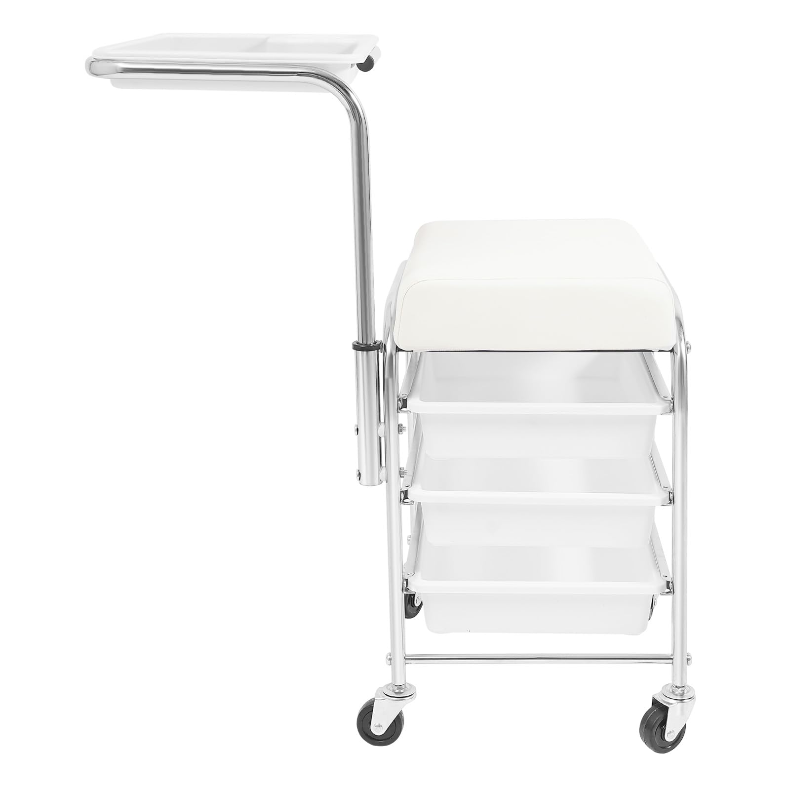 Carrello da salone con cuscino, carrello portautensili per manicure, carrello portautensili per manicure e pedicure, carrello per manicure per la cura della bellezza, bianco