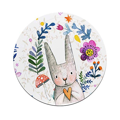 マウスパッド丸型 個性的 おしゃれ 柔軟 かわいい長い耳のウサギ ゴム製裏面 ゲーミングマウスパッド PC ノートパソコン オフィス用 円形マウスマット 滑り止め 耐久性が良い おもしろい 長い耳のウサギのパターン