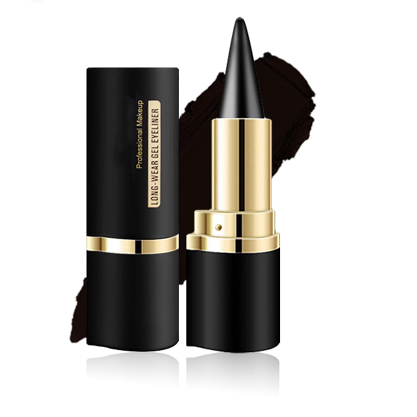 Schwarzer Gel-Eyeliner,Schwarzer Eyeliner-Stift-Gel - Schnell trocknender Formel-Eyeliner - Wischfester Eyeliner(Schwarz)
