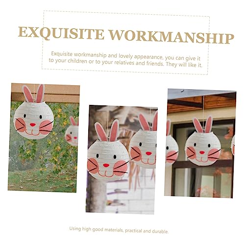 MUCKLILY 3pcs Rabbit Paper Lantern Rabbit Lanterns Decorative Ball Lanterns Childrens Room Decor Easter Theme Party Decorations Hanging Lanterns Round Accessories