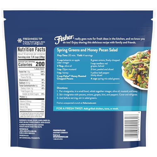 Image of Fisher Honey Roasted Chopped Pecans, 10 oz, Sweet & Salty Candied Nuts