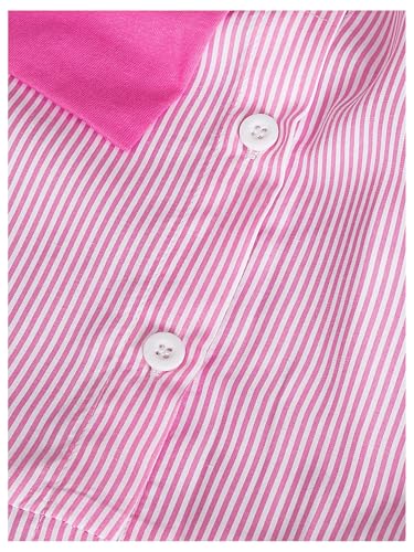 Verdusa Girl's Cute Striped Button Down Shirt Dress Tiered Ruffle Birthday Dresses with Shawl4