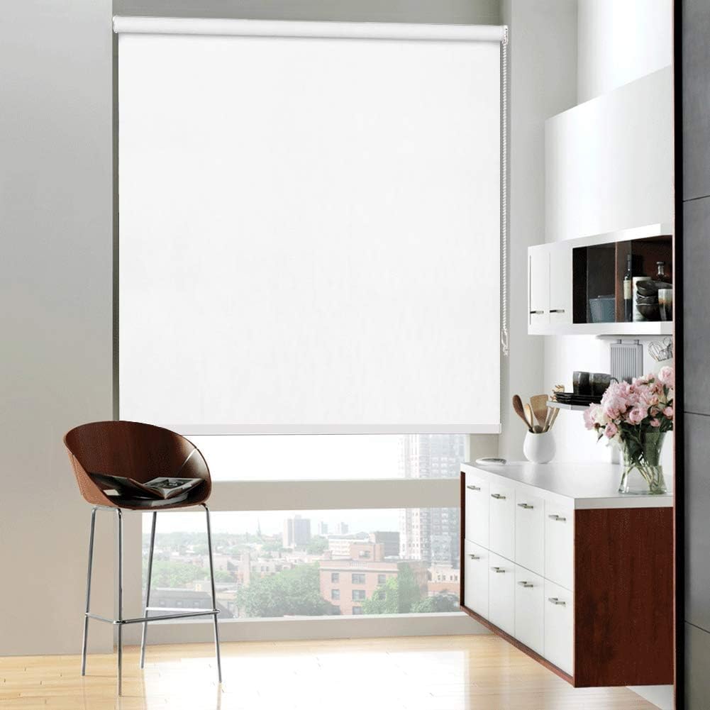100% Blackout Roller Blinds for Windows 22 Inch W X 48 Inch L Roll-Up Shades Sun UV Protection for Home & Office, White| Customised Size | Heavy Duty in 38 MM Pole-image-38