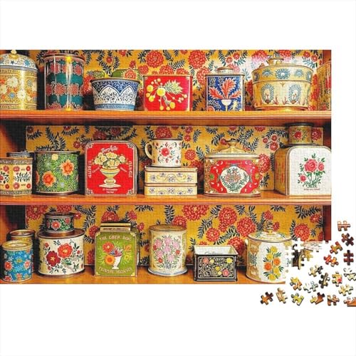 Puzzle retro de 1000 piezas sobre estantes de madera para regalar