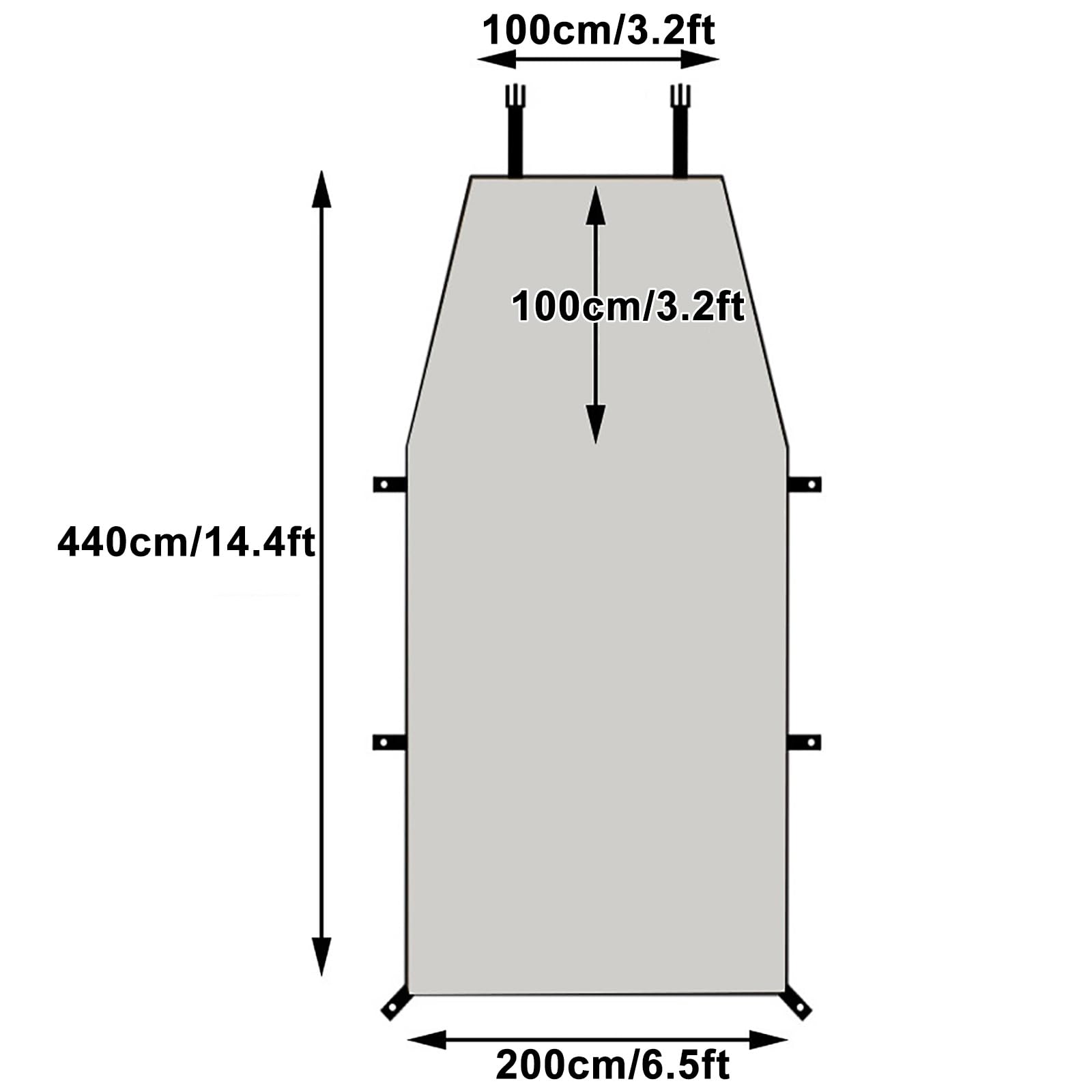 Tendalino Camper Teli da Campeggio Esagonali, Tenda Versatile Tendalino per Auto in Tessuto Oxford Rivestito in Argento 210D per Attività All'aperto, 440 * 200 cm