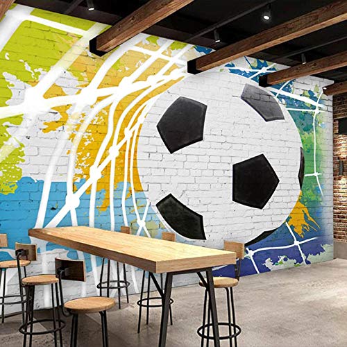 Msrahves XXL-posters foto Graffiti bakstenen muur voetbal sport 350X245CM Fotobehang Muurschildering Room Decor Grote Kunst Aan De Muur Kinderkamer Slaapkamer afbeelding Muurschilderingen Wandbehang