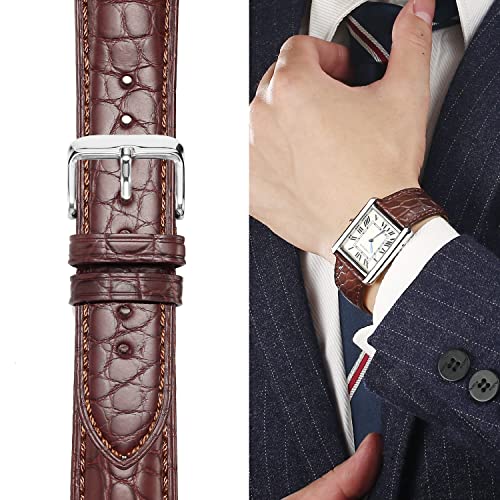 Image of Moran Quick Release Alligator Leather Watch Band Deployment Butterfly Buckle 18mm 19mm 20mm 22mm 24mm Replacement Genuine Crocodile Leather Loop SmartWatch Strap for Men Women