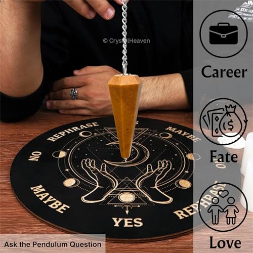 Image of Yellow Jasper Pendulum Dowsing Tool - Natural Crystal Pendulum for Spiritual Guidance - Premium Dowser Pendulum for Accurate Divination and Energy Healing - Perfect for Energy Healing and Chakra Balancing - Handcrafted with Precision and Elegance