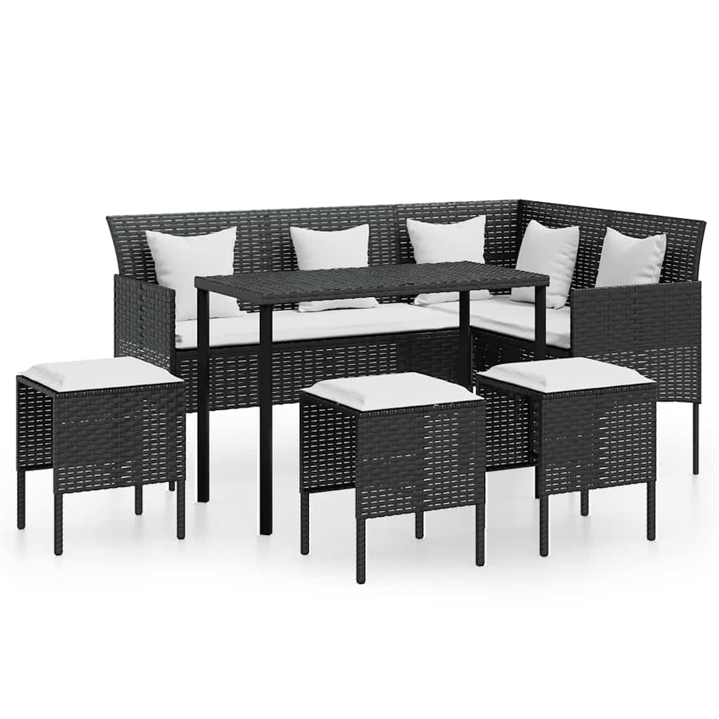 Sofa Terraza Exterior, Muebles Jardin Exterior, Conjunto Jardín de Ratán, Sillones de Jardin, Sofá de Terraza, Set de sofás en Forma de L 5 pzas Cojines ratán sintético Negro