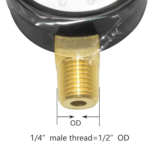 Miniatura 2 de Joywayus Manómetro de presión de latón de 0 a 200 PSI de 14 pulgadas macho rosca NPT montaje inferior, múltiples funciones
