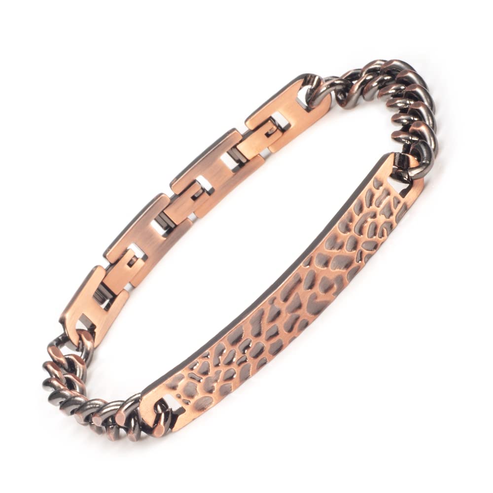 EnerCoppeX Bracciale Donna In Rame Puro 99,99% Con Terapia Magnetica 3500 Gauss E Inserti Turchesi - Stile Turco, Regolabile, Senza Nichel. - 3