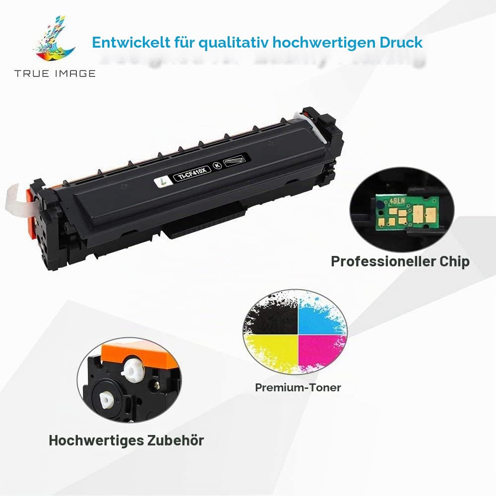 True Image Kompatibel Toner als Ersatz für HP 410 410A 410X CF410X CF410A Color Laserjet Pro MFP M477fdw M477fdn M377dw M477fnw M452dn M452dw M452nw M452 M477 M377 - Schwarz Cyan Gelb Magenta 4er-Pack | Color Laserjet Pro MFP M477fdw M477fdn M377dw M477fn