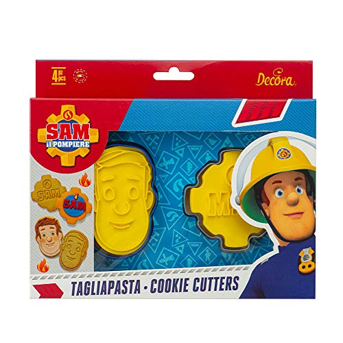 DECORA 0383001 Ausstecher mit Prägestempel Sam der Feuerwehr, Kunststoff