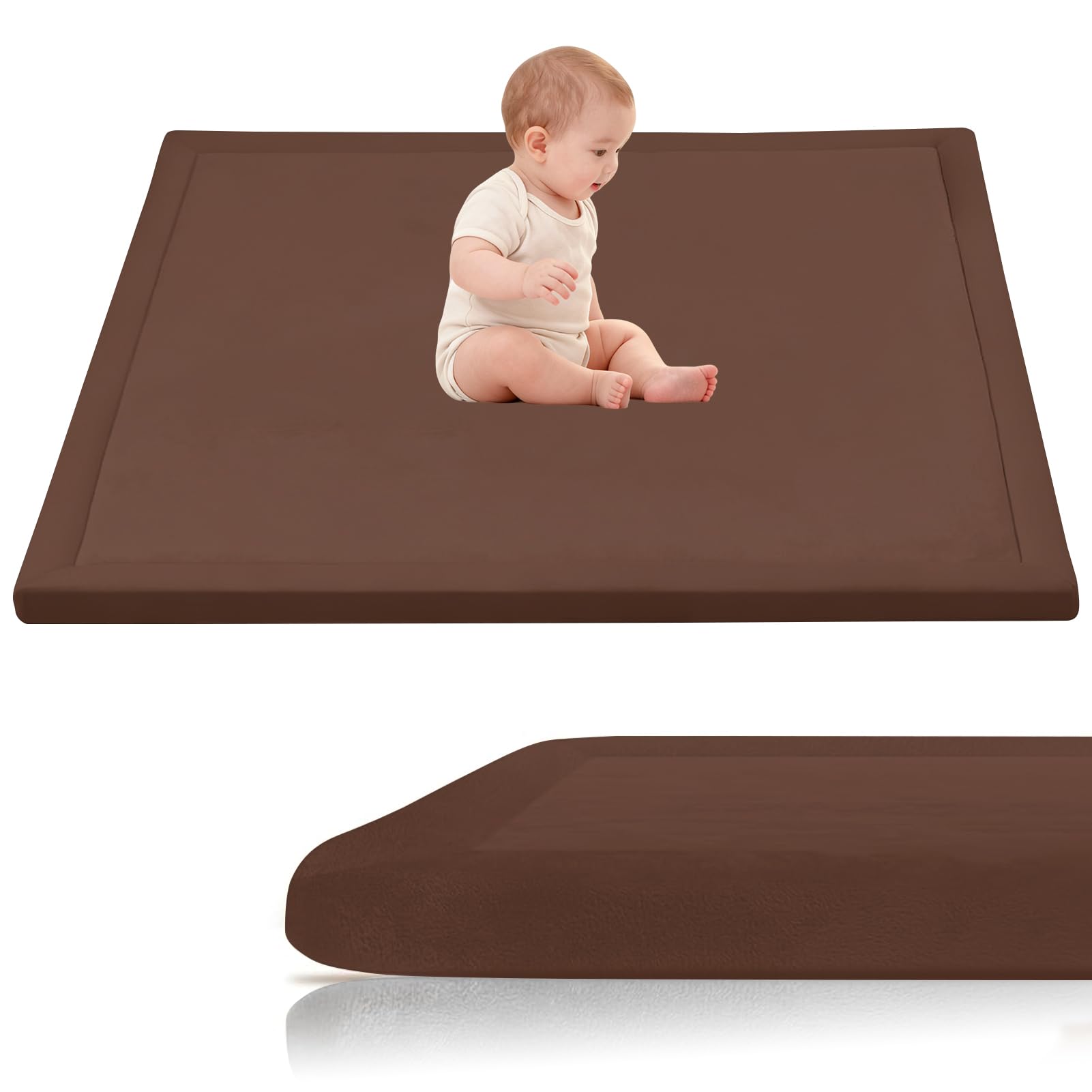 Stqyeiw 3cm Thick Baby Crawling Mat 50 x 200 cm Brown Area Rug Kids Rug Nursery Rug Non Slip Play Crawling Mat for Nursery Baby Rugs Carpets Large Coral Velvet Baby Play Mat