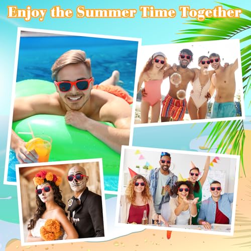 ASTARON 12 Pack Party Sunglasses Bulk Neon Party Favors for Beach Wedding Party Pool Party Supplies4