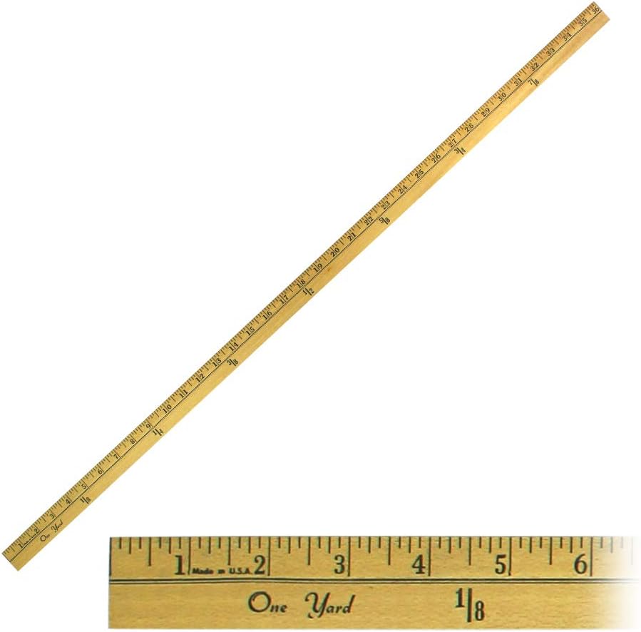 Wood Yard Stick, Clear Lacquer Finish, Scaled on Both Sides