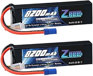 Zeee 3S 8200mAh Lipo Battery 11.1V 100C EC5 Connector Soft Case Battery with Metal Plates for RC Car RC Truck Tank Racing Hobby Models (2 Pack)