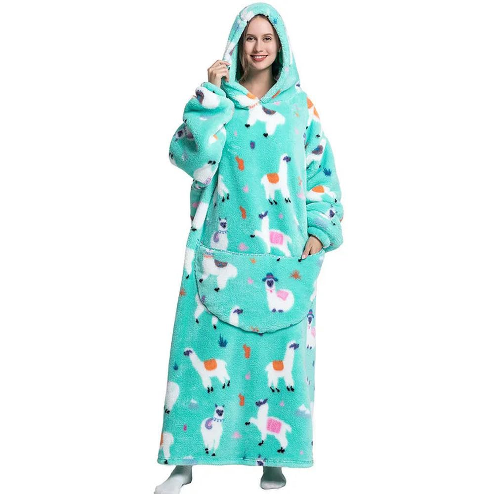 ZBDZSW flanelowy koc z rękawami zimowe bluzy z kapturem bluza ogromny koc do noszenia oversize bluza z kapturem dla kobiet mężczyzn odzież domowa