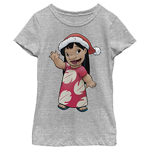 Disney Stitch Lilo Holiday Girl's Heather Crew Tee