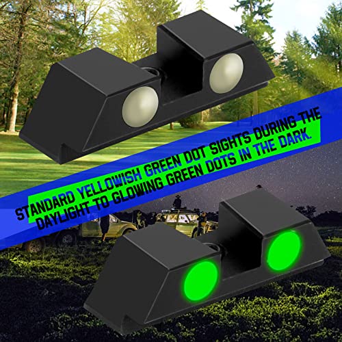 Glow Night Sights in The Dark Aluminum Alloy Sights 3-Dot Front and Rear Handgun Sights Glock Sights for Glock 17, 17L, 19, 22, 23, 24, 26, 27, 33, 34, 35, 38 and 39, NO TRITIUM - with Assembly Tool