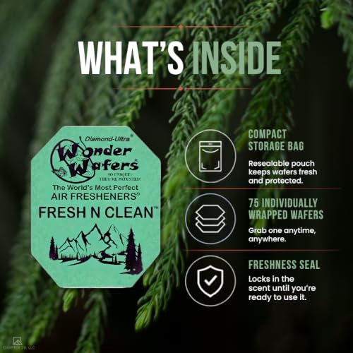 Image of Wonder Wafers 75 Count Air Fresheners Individually Wrapped, Fresh N Clean Fragrance