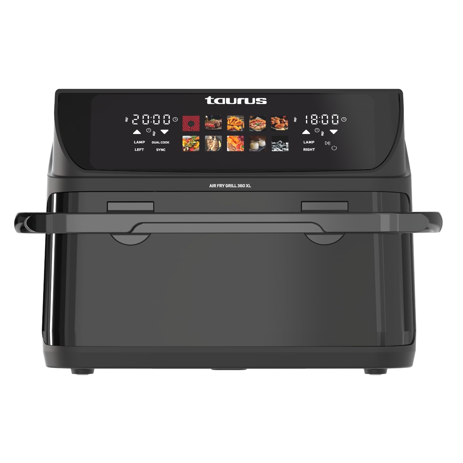 Taurus – Freidora de Aire Grill 360 XL, Air Fryer, Sin Aceite, 10L, 2800W, Pantalla Táctil, 10 Programas, Cestillo Divisible, Temporizador 60 min, Temp 60–200 ºC, Cocina Simultánea