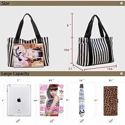 Bolso Tote de Lona para Mujer, con Bolsillos y Cierre miniatura 3