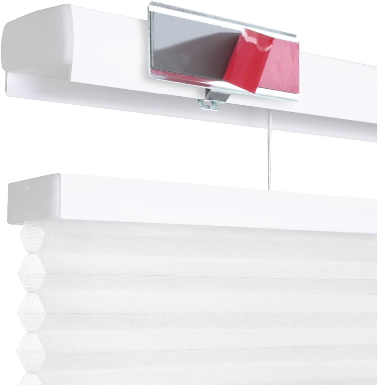 REGAL estate QuickInsta PeelMount No Drill No Tools Cordless 1" Light Filtering Top Down Bottom Up Cellular Shade, 34" W x 64" H, White