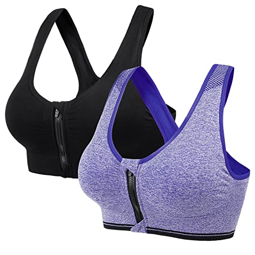 seryero Sujetador Deportivo Cremallera Mujer Transpirable Sostén Alto Impacto Bralette sin Aros con Almohadillas Extraíbles Cover