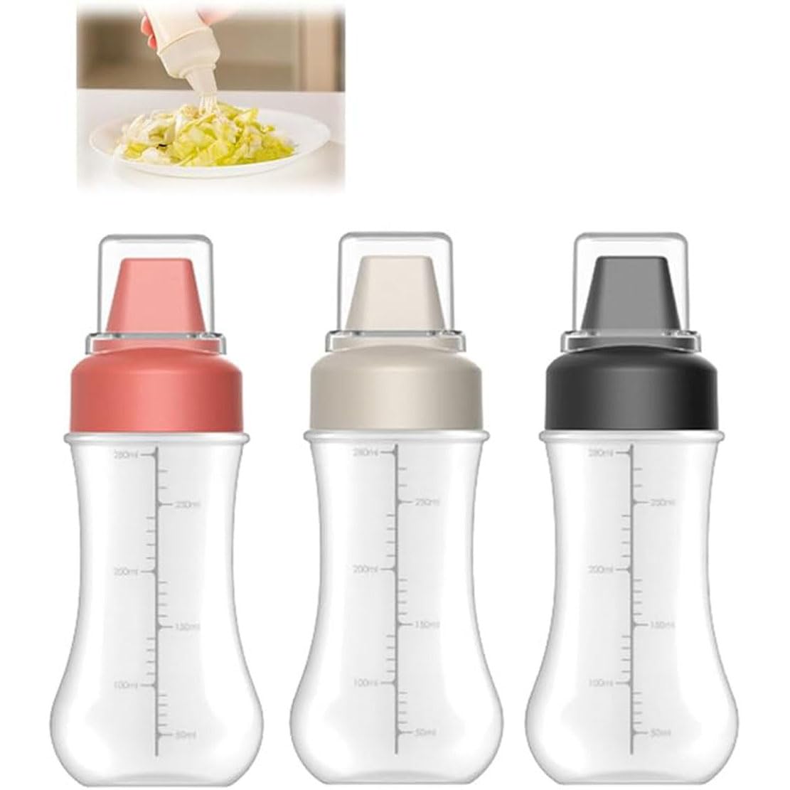 Jhzood Clean 5 Hole Sauce Squeeze Bottle, Measurable Condiment Squeeze Bottle, Condiments Dressings Bottles, Household Plastic Squeeze Bottle Kitchen Tomato Salad, For Sauces Bbq Honey (3)