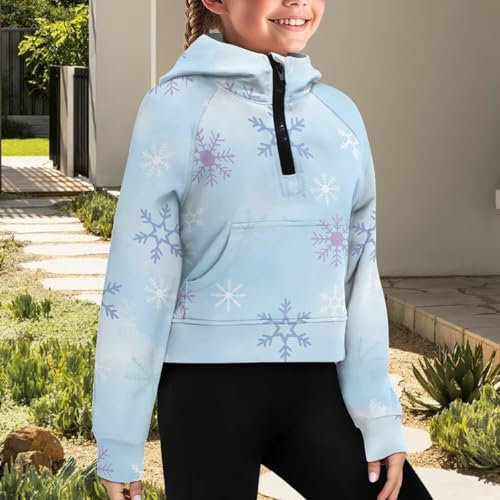 Hoodies for Girls Half Zipper Pullover Sweatshirts for Kids Cute Graphic Clothes Falll Outfits with Pockets 5-144