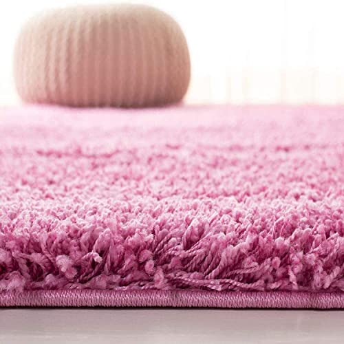 Image of Solid Fluffy Rugs and Carpet for Hall and Drawing Room 5x5 Round Baby Pink Color