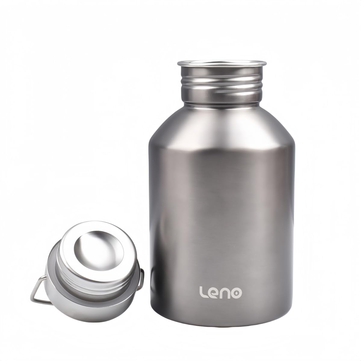 Stainless Steel Water Bottle with Handle Big Water Bottle for Men Single Wall Thickened Metal Bottle,Leak Proof and Anti Drop Large Capacity Hot Water Kettle for Sports,Camping&Hiking (Grey)