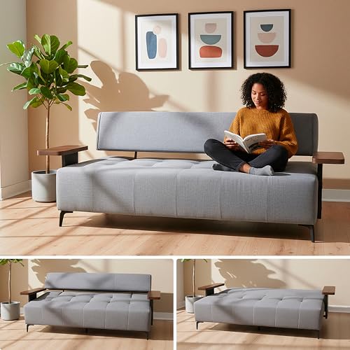 Catálogo de Sofa Cama Rojo los mejores 10. 45 MODISOFA | Sofá Cama con reposabrazos multifuncionales Lofti, 3 Posiciones (Sentado/Relax/Cama), Tela Premium Color Oxford, espumas CertiPUR-US®, Armado fácil, Incluye Funda...