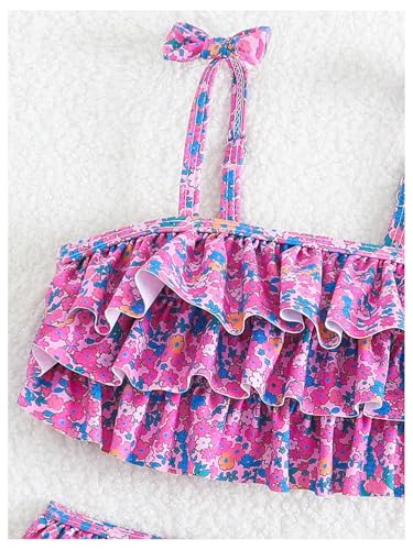 GORGLITTER Girl's Swimsuit Floral Ruffle Bikini Set High Waisted Thong Cute 2025 Bathing Suit3