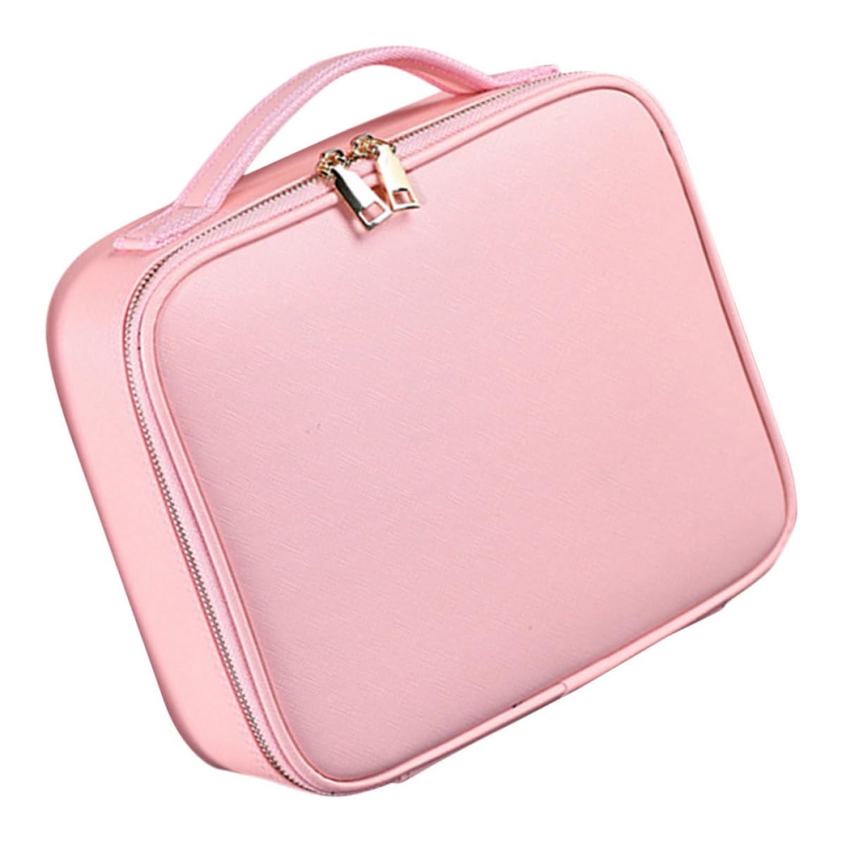 Borsa Trucchi da Viaggio Grande in Pu Rosa con Divisori Regolabili | Organizer Cosmetici, Chiusura con Zip, Scomparti Removibili, Pratica per Lavoro e Conservazione Quotidiana