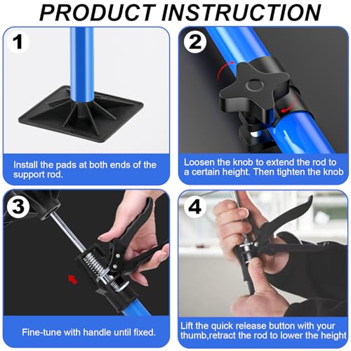 Image of 2 Pack Cabinet Jacks for Installing Cabinets, 11.8 inch to 23.5 inch Adjustable Support Pole, Third Hand Tools, Telescoping Support System for Cabinet Installation Drywall Cargo, Stable & Easy to Install
