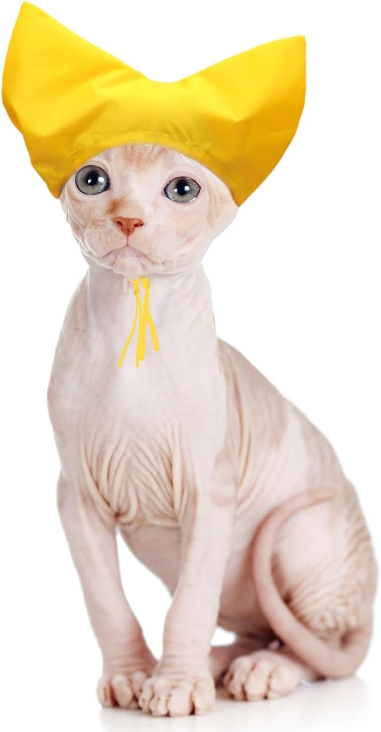 Cat Shower Cap - Waterproof Shower Caps for Sphynx Reusable Cats Ear Protection Bath Cap with Adjustable Strap Ear Covers for Small Dogs Puppy