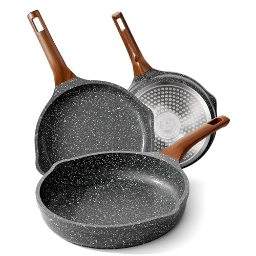 RIOVARM Inducción Juego de sartenes Antiadherente Batería de cocina 20 cm 24 cm 28...