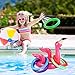 Camlinbo 15 Pcs Inflatable Flamingo Pool Toys Ring Toss Pool Game, Flamingos Luau Party Decor Hawaiian Beach Toys Carnival Outdoor Luau Party Games Supplies for Adults Family
