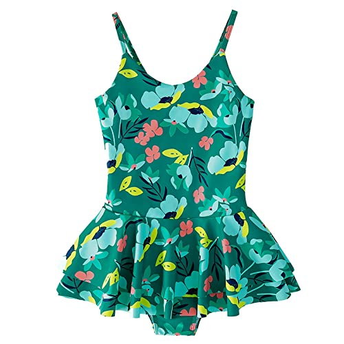 Kids Girls Spaghetti Strap Ruffle Floral Bathing Suit One Piece Hawaii Colorful Summer Vacation Swimsuit Cover up