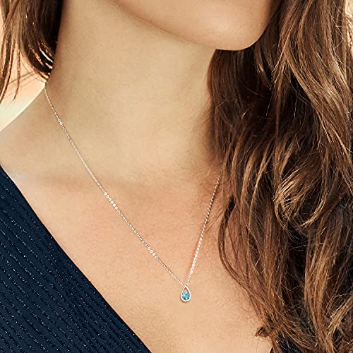 Gem Stone King Teardrop Pendant Necklace For Women | 5MM Round Gemstone Birthstone | 925 Sterling Silver | With 18 Inch Silver Chain | Fine Jewelry Gifts for Her Mom Women Wife4