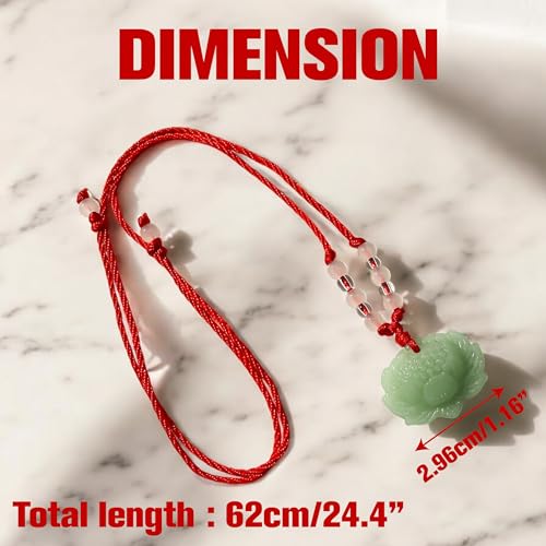 Lotus Pendant Necklace Jade Lucky Charm with Red Cord for Men Women, Fashion Natural Green Amulet Jewelry Gifts 24 Inch Rope2